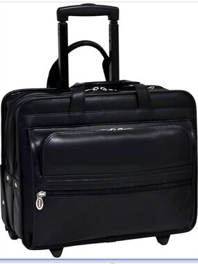 McKlein Chatham Black Wheeled 17" Laptop Case for Men